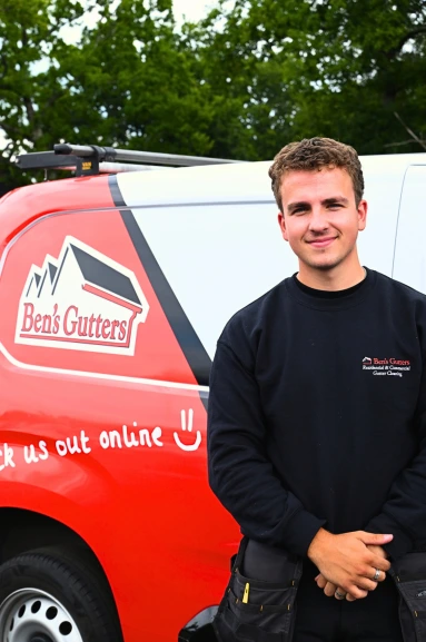 our gutter cleaner in Somerset standing by company vehicle